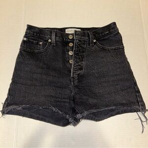 Abercrombie & Fitch Women’s 0 Black Jean Shorts Distressed Cut Off 5 Pocket